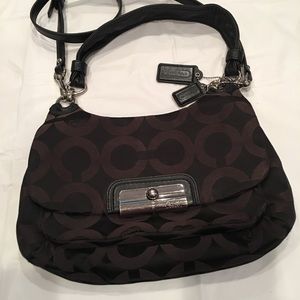 Black signature “C” Coach purse - baby blue lining